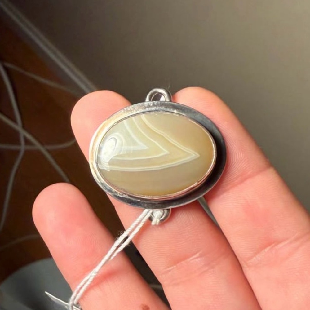 Vintage Tabra connector charm yellow banded agate